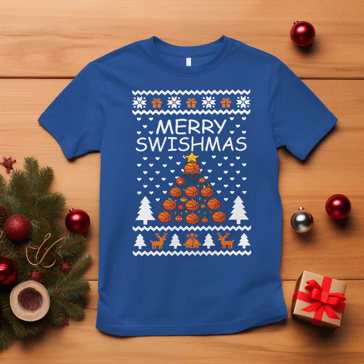 Basketball Merry Swishmas T Shirt Christmas Tree Sports - Wonder Print Shop