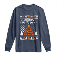 Basketball Merry Swishmas Long Sleeve Shirt Christmas Tree Sports - Wonder Print Shop