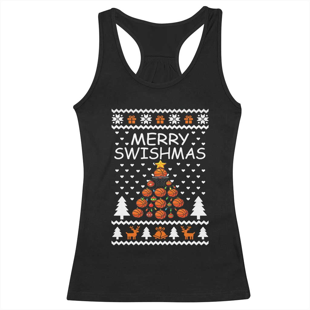 Basketball Merry Swishmas Racerback Tank Top Christmas Tree Sports - Wonder Print Shop