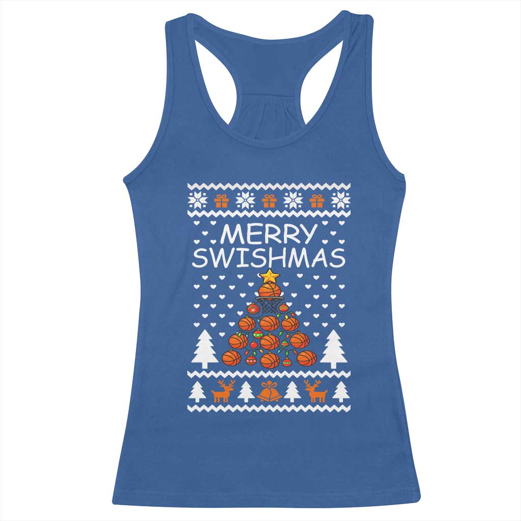 Basketball Merry Swishmas Racerback Tank Top Christmas Tree Sports - Wonder Print Shop