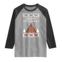Basketball Merry Swishmas Raglan Shirt Christmas Tree Sports - Wonder Print Shop