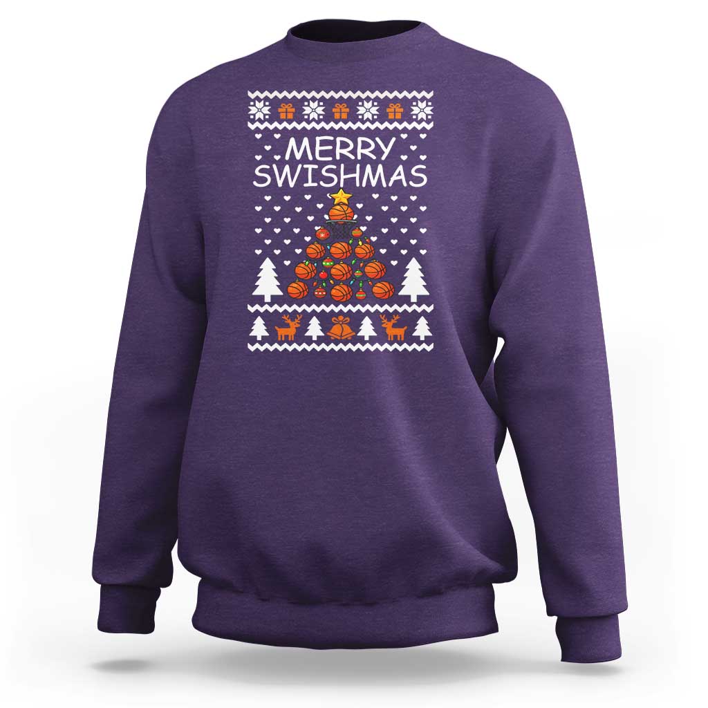 Basketball Merry Swishmas Sweatshirt Christmas Tree Sports - Wonder Print Shop