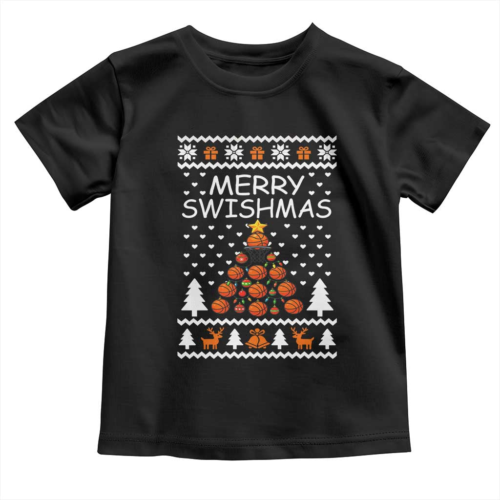 Basketball Merry Swishmas Toddler T Shirt Christmas Tree Sports - Wonder Print Shop