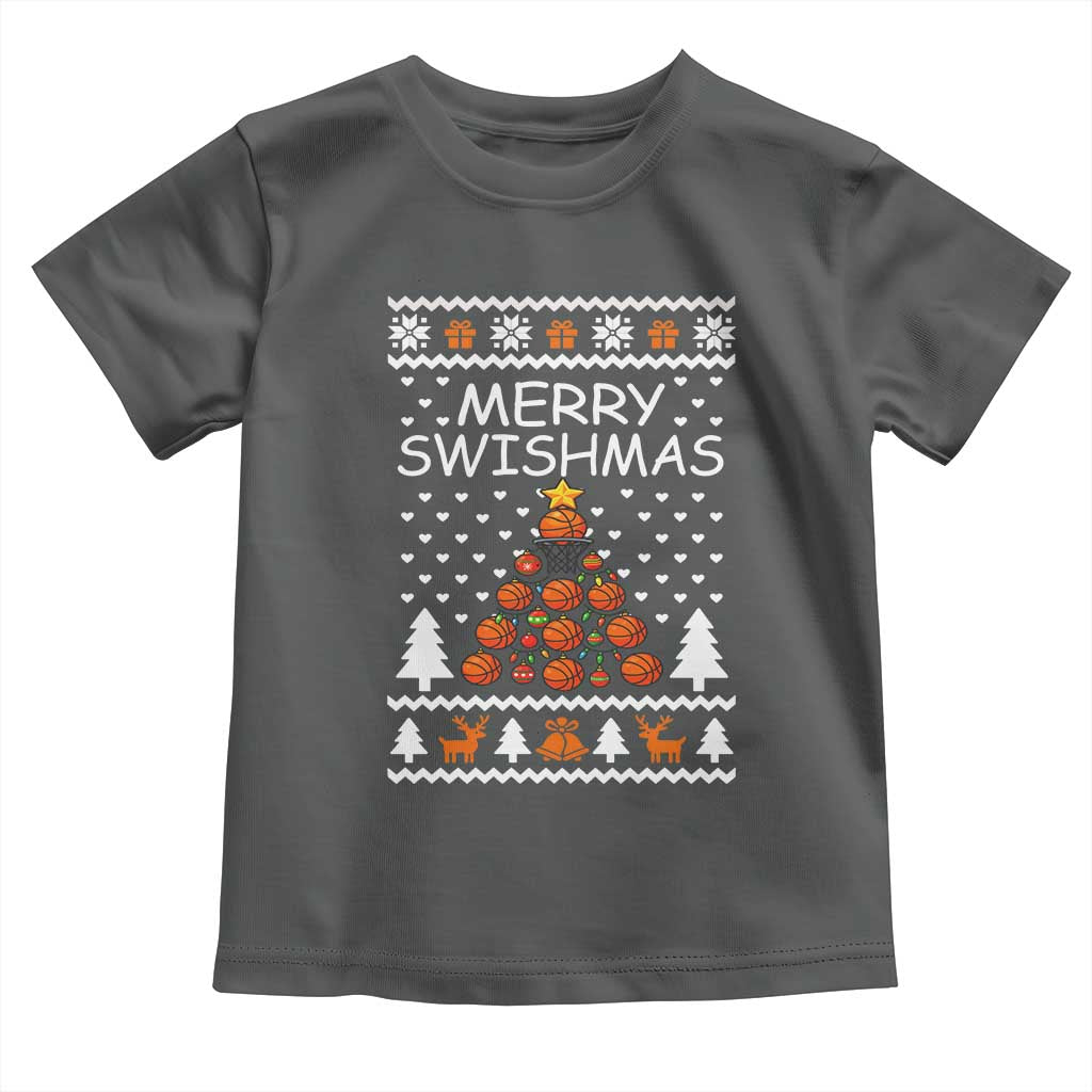 Basketball Merry Swishmas Toddler T Shirt Christmas Tree Sports - Wonder Print Shop