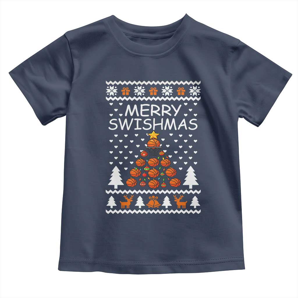 Basketball Merry Swishmas Toddler T Shirt Christmas Tree Sports - Wonder Print Shop