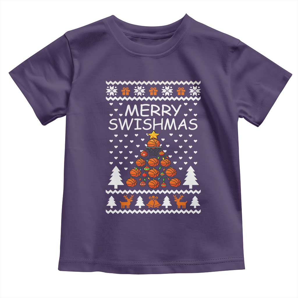Basketball Merry Swishmas Toddler T Shirt Christmas Tree Sports - Wonder Print Shop