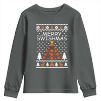 Basketball Merry Swishmas Youth Sweatshirt Christmas Tree Sports - Wonder Print Shop