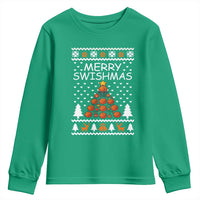 Basketball Merry Swishmas Youth Sweatshirt Christmas Tree Sports - Wonder Print Shop