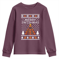 Basketball Merry Swishmas Youth Sweatshirt Christmas Tree Sports - Wonder Print Shop