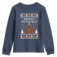 Basketball Merry Swishmas Youth Sweatshirt Christmas Tree Sports - Wonder Print Shop
