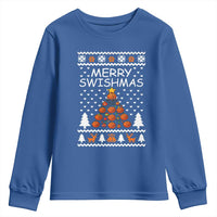 Basketball Merry Swishmas Youth Sweatshirt Christmas Tree Sports - Wonder Print Shop