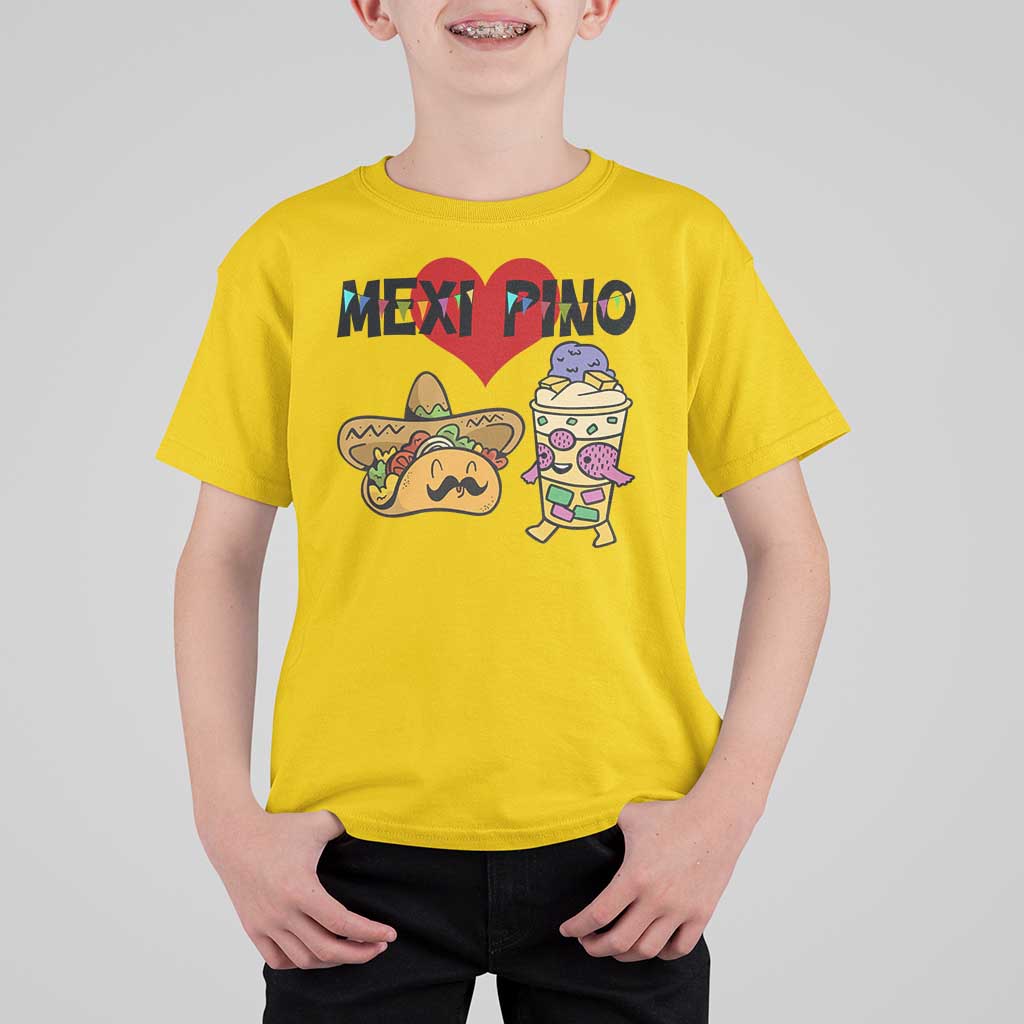 Mexican Filipino Food Lover T Shirt For Kid Tacos Lover And Halo Halo - Wonder Print Shop
