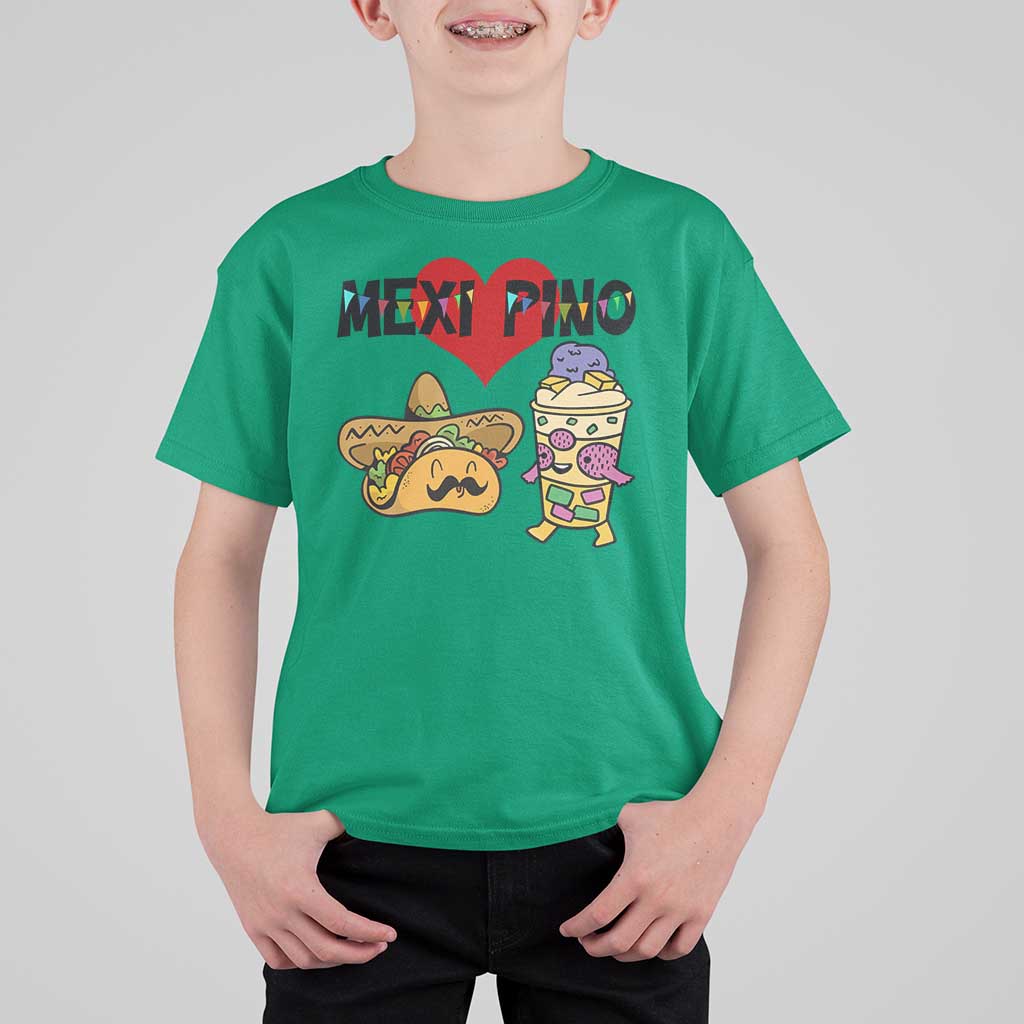 Mexican Filipino Food Lover T Shirt For Kid Tacos Lover And Halo Halo - Wonder Print Shop