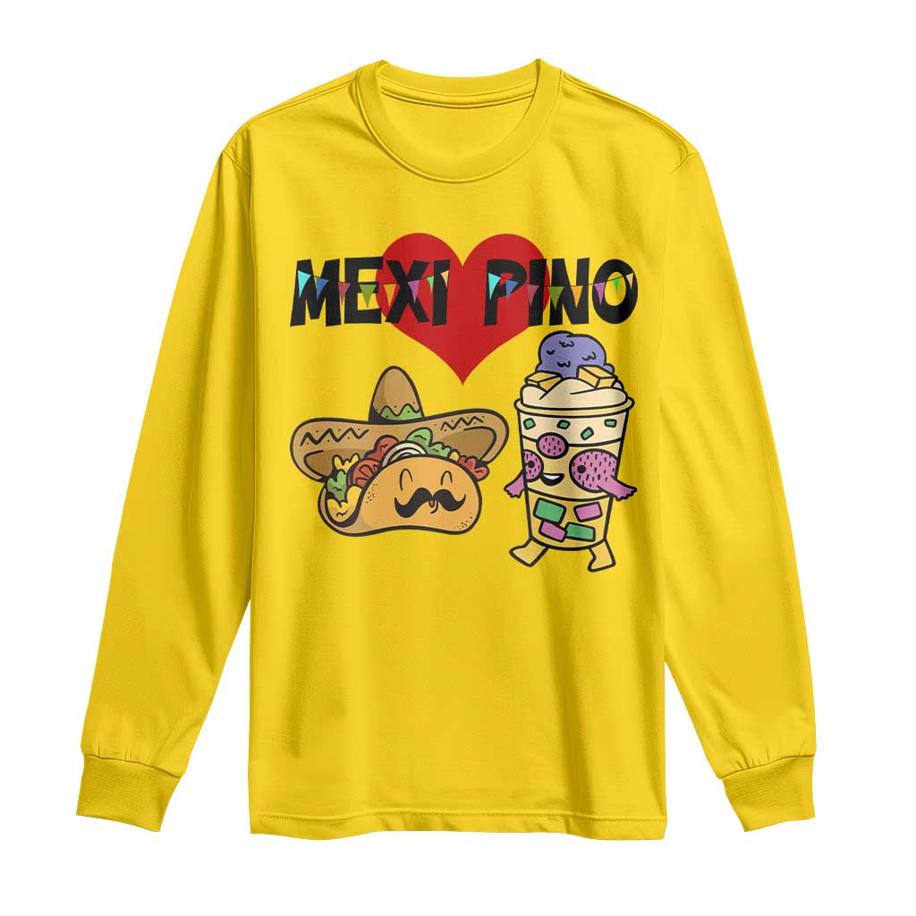Mexican Filipino Food Lover Long Sleeve Shirt Tacos Lover And Halo Halo - Wonder Print Shop