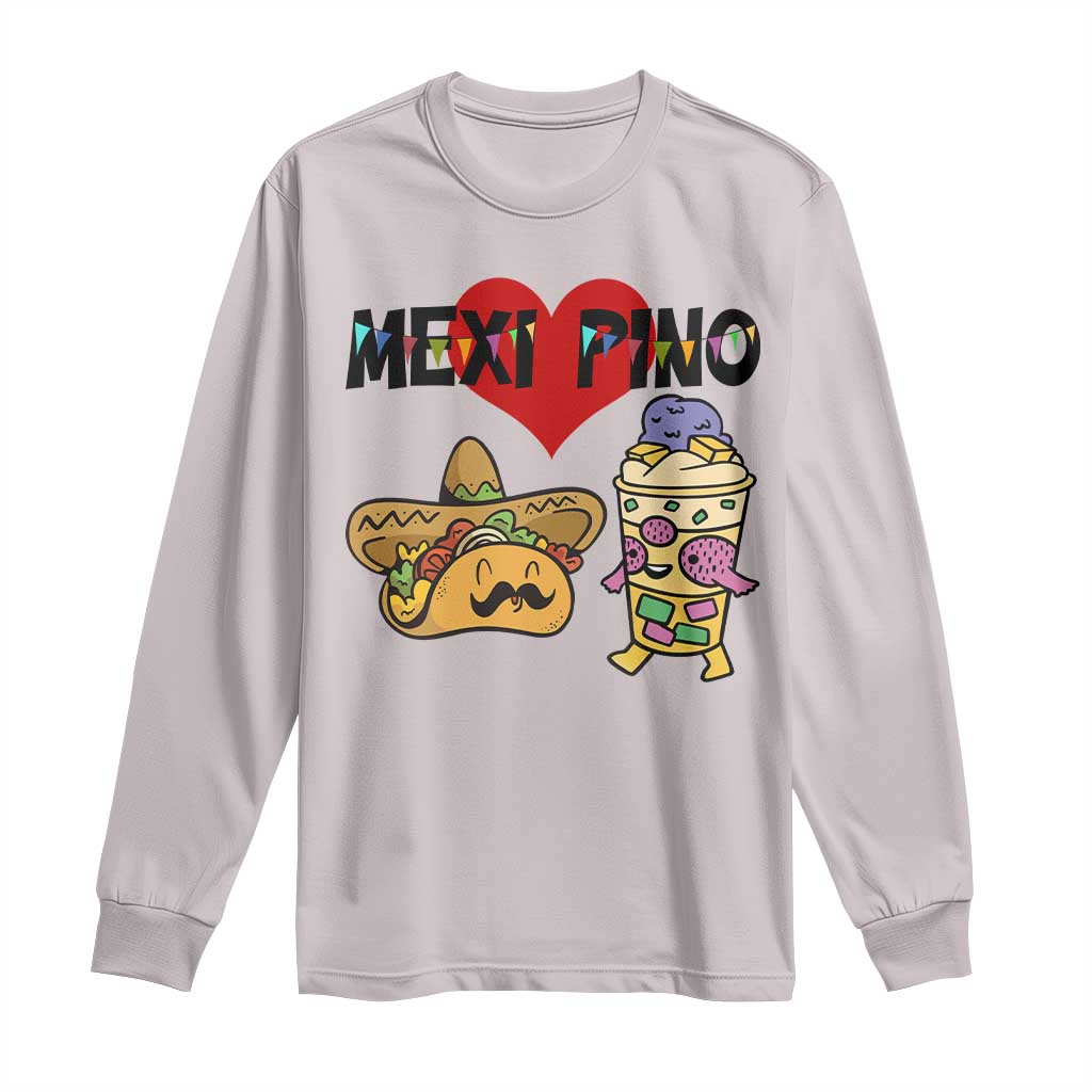 Mexican Filipino Food Lover Long Sleeve Shirt Tacos Lover And Halo Halo - Wonder Print Shop