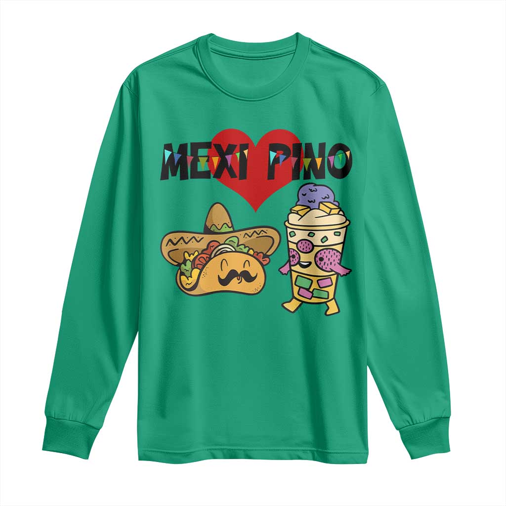 Mexican Filipino Food Lover Long Sleeve Shirt Tacos Lover And Halo Halo - Wonder Print Shop
