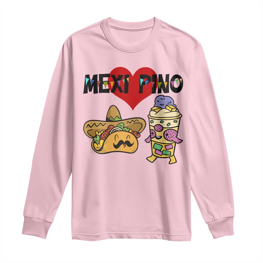 Mexican Filipino Food Lover Long Sleeve Shirt Tacos Lover And Halo Halo - Wonder Print Shop