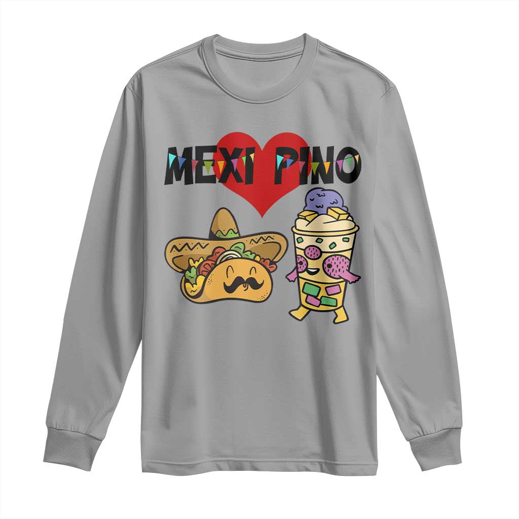 Mexican Filipino Food Lover Long Sleeve Shirt Tacos Lover And Halo Halo - Wonder Print Shop