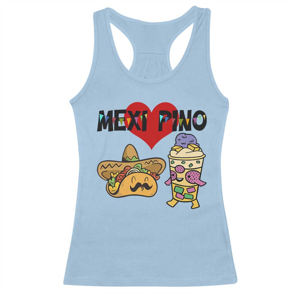Mexican Filipino Food Lover Racerback Tank Top Tacos Lover And Halo Halo - Wonder Print Shop