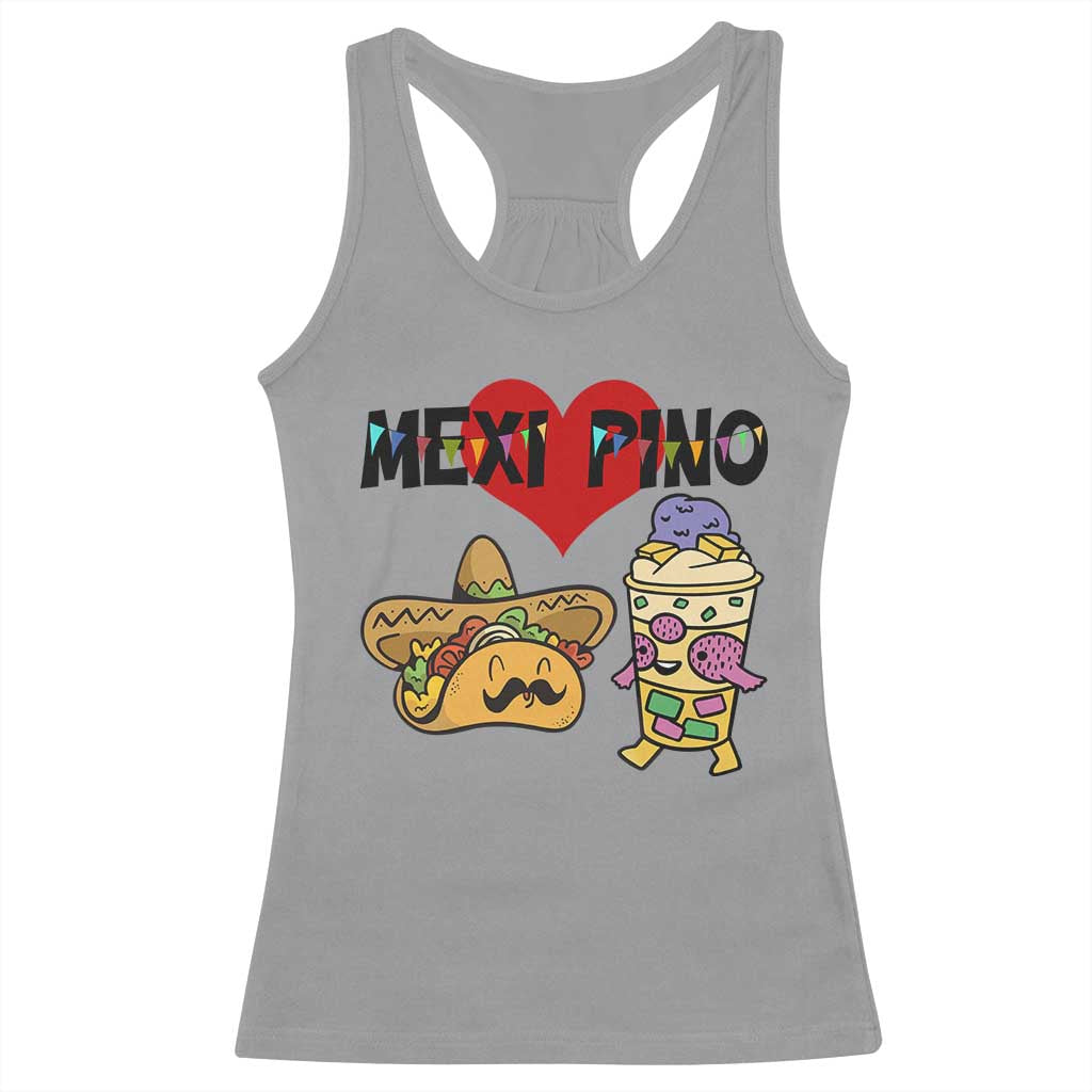 Mexican Filipino Food Lover Racerback Tank Top Tacos Lover And Halo Halo - Wonder Print Shop