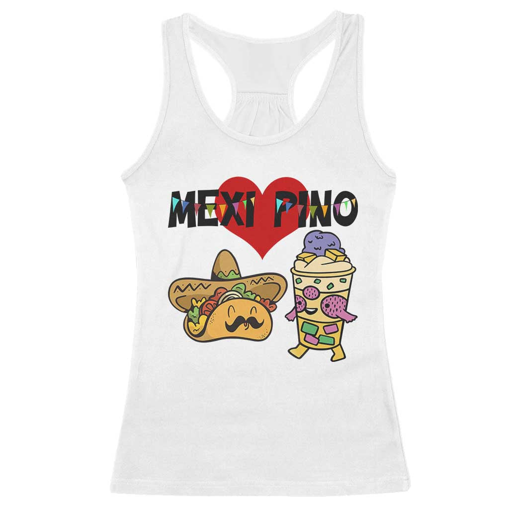 Mexican Filipino Food Lover Racerback Tank Top Tacos Lover And Halo Halo - Wonder Print Shop
