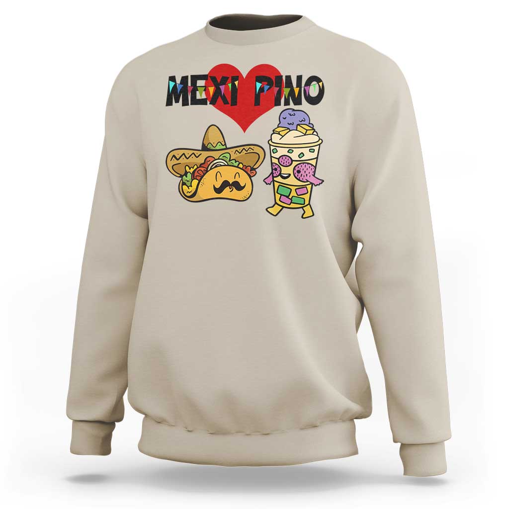 Mexican Filipino Food Lover Sweatshirt Tacos Lover And Halo Halo - Wonder Print Shop