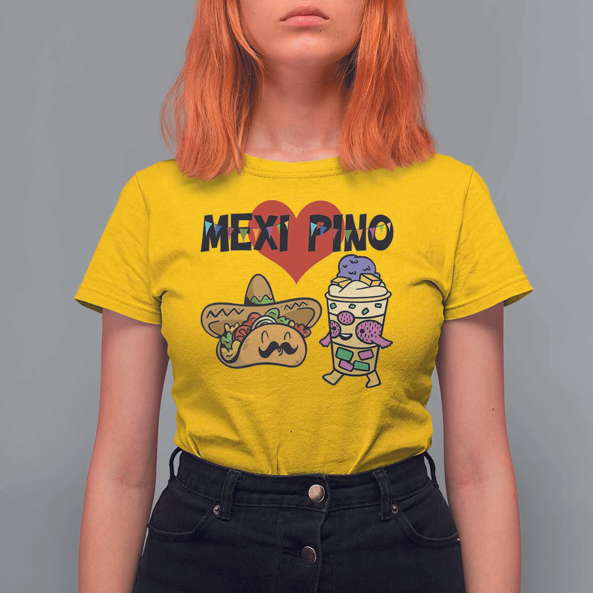 Mexican Filipino Food Lover T Shirt For Women Tacos Lover And Halo Halo - Wonder Print Shop