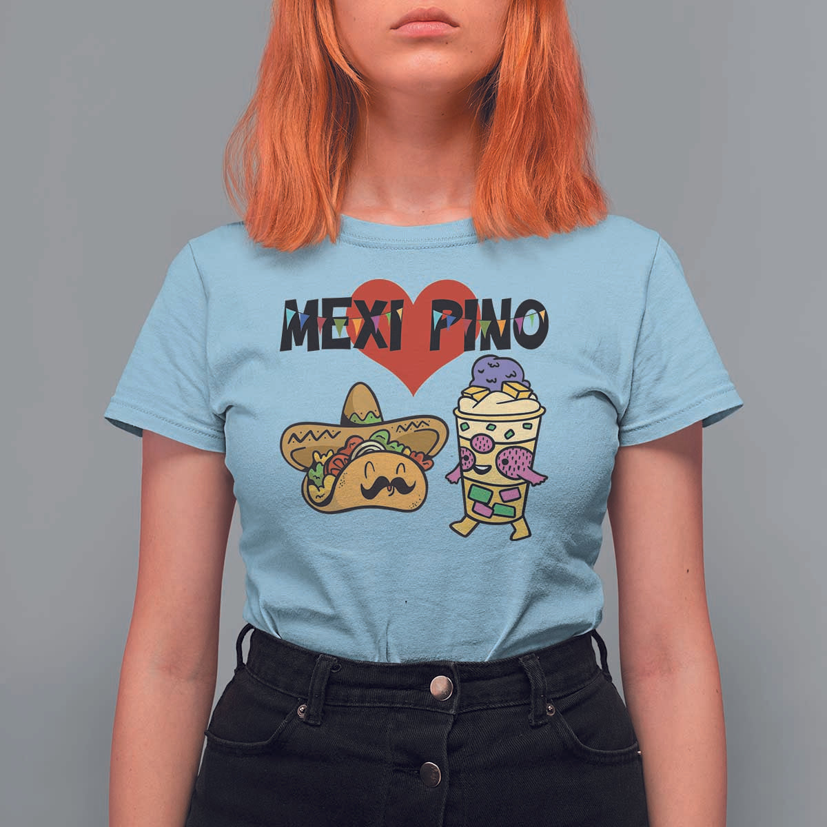 Mexican Filipino Food Lover T Shirt For Women Tacos Lover And Halo Halo - Wonder Print Shop