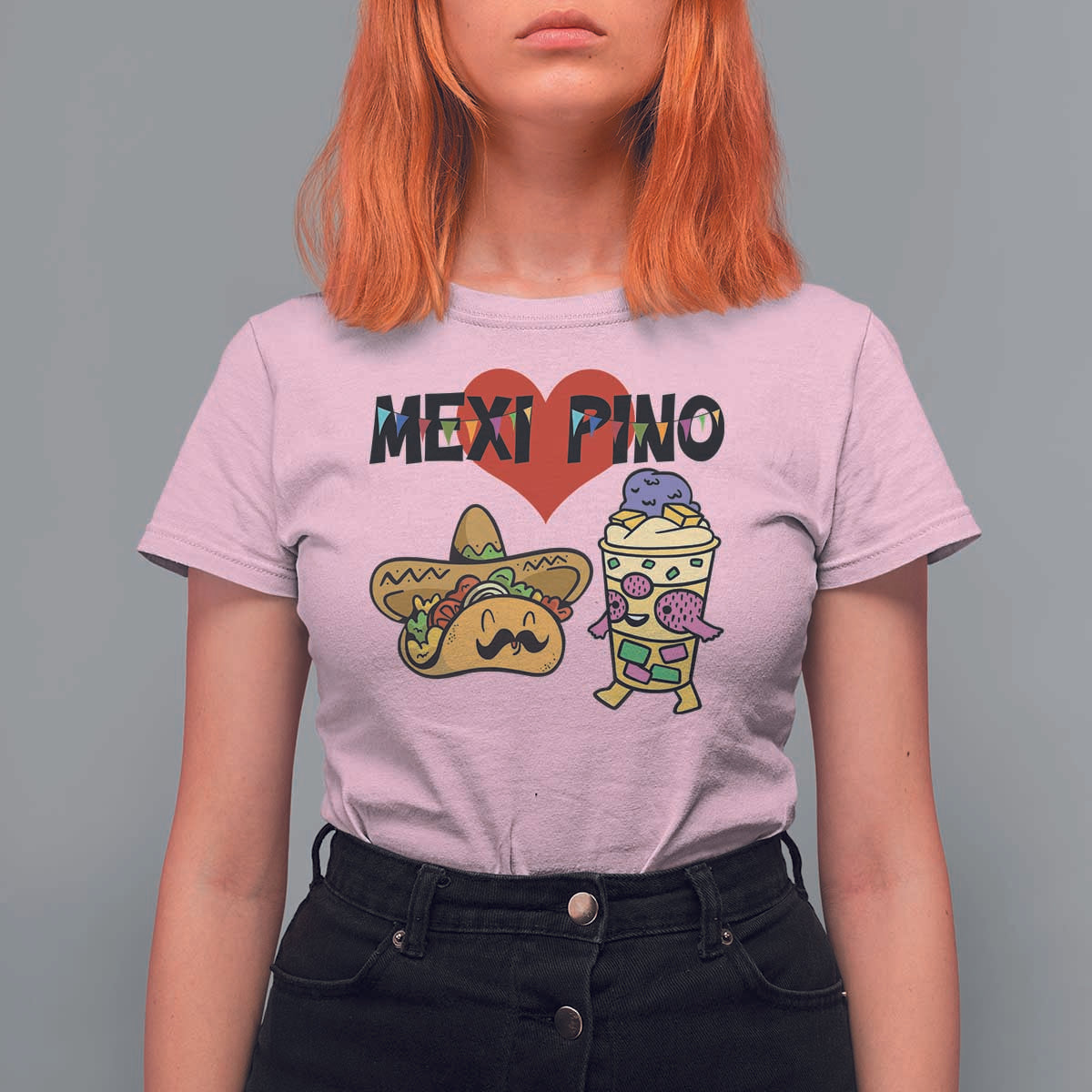 Mexican Filipino Food Lover T Shirt For Women Tacos Lover And Halo Halo - Wonder Print Shop