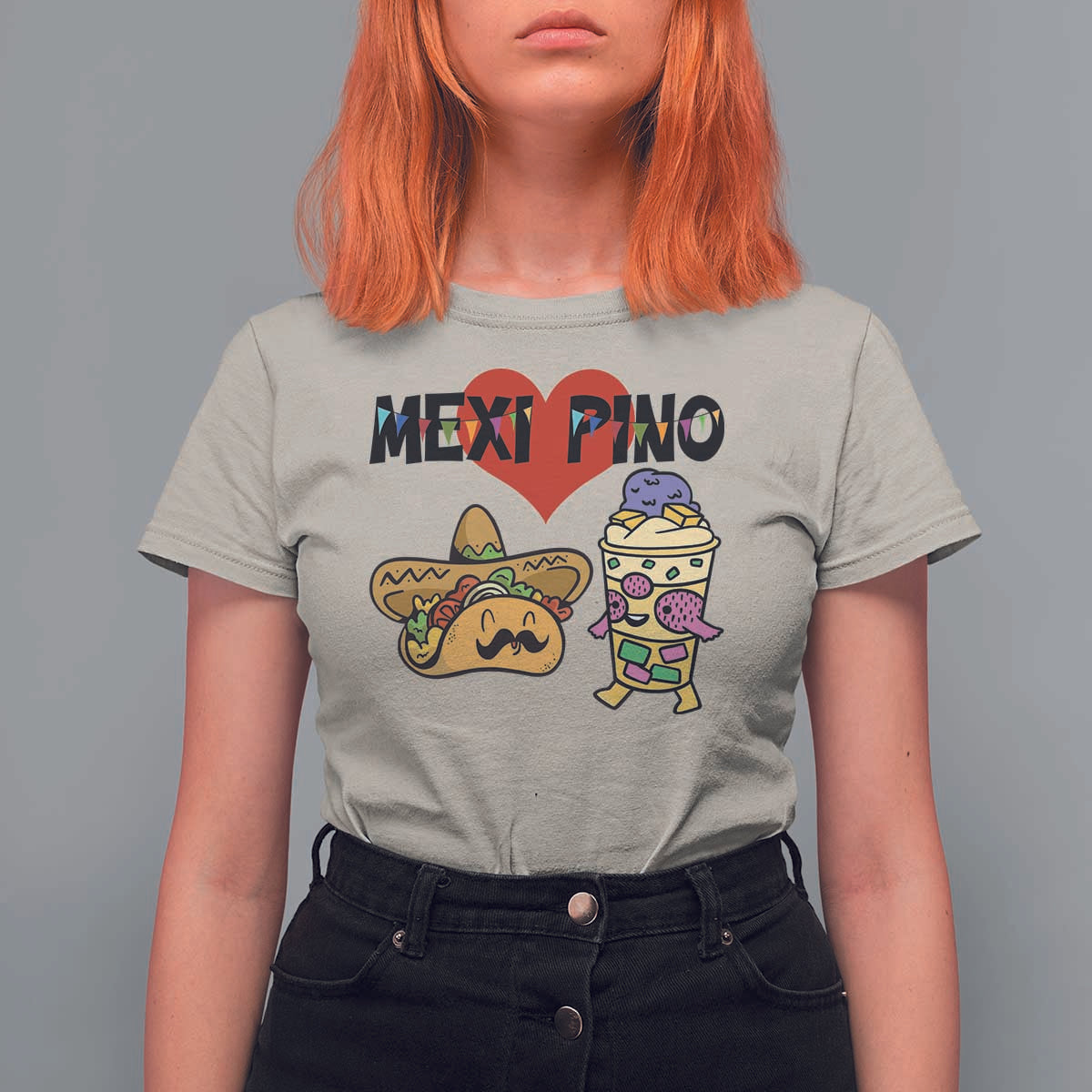 Mexican Filipino Food Lover T Shirt For Women Tacos Lover And Halo Halo - Wonder Print Shop