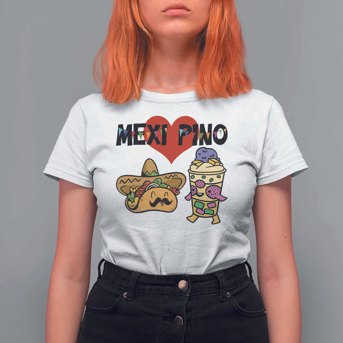 Mexican Filipino Food Lover T Shirt For Women Tacos Lover And Halo Halo - Wonder Print Shop