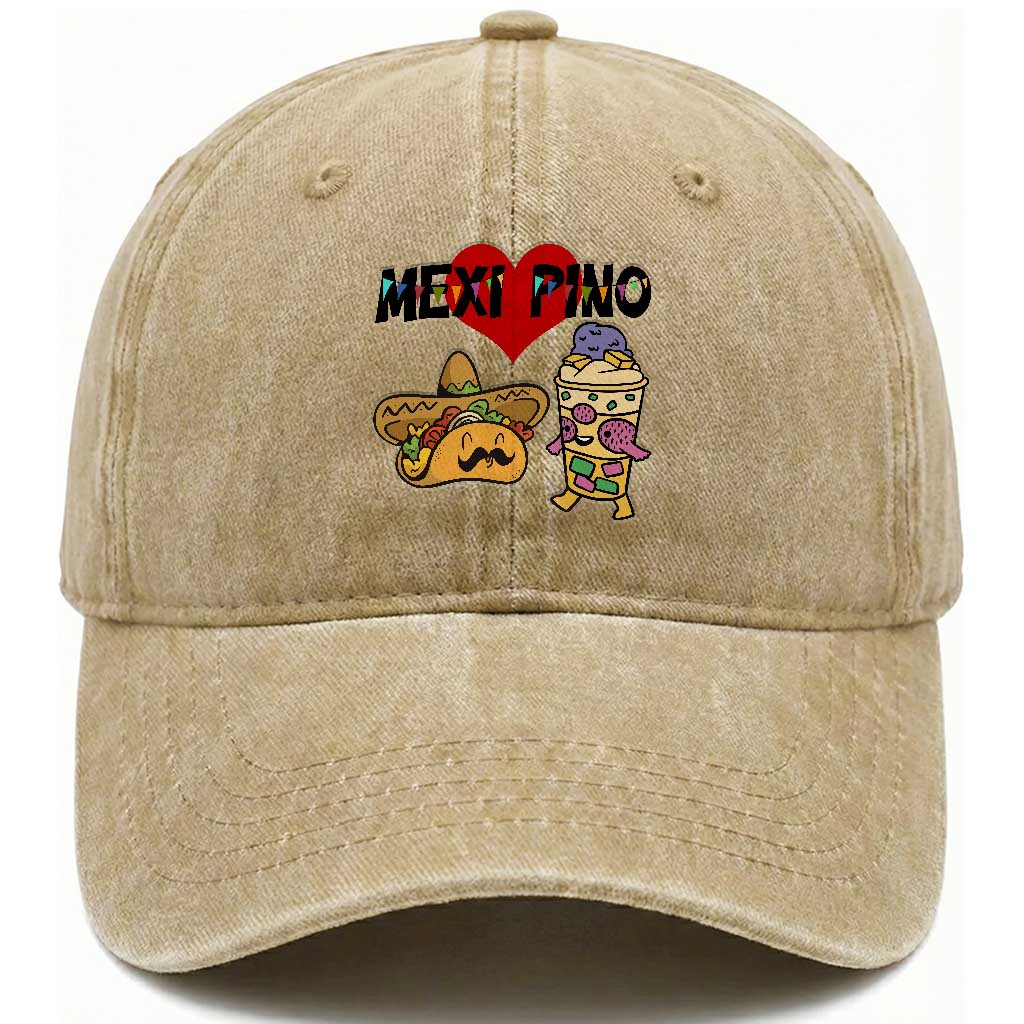 Mexican Filipino Food Lover Washed Cotton Baseball Cap Tacos Lover And Halo Halo