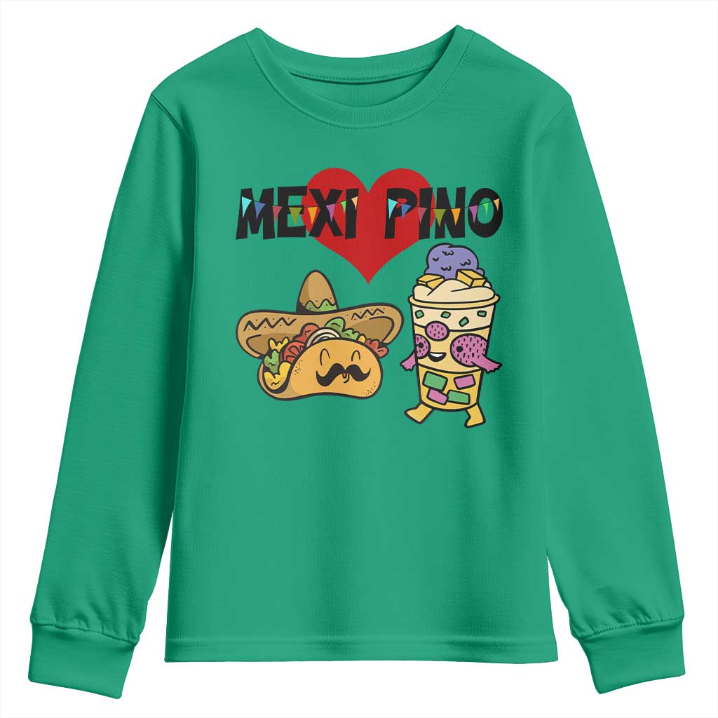 Mexican Filipino Food Lover Youth Sweatshirt Tacos Lover And Halo Halo - Wonder Print Shop