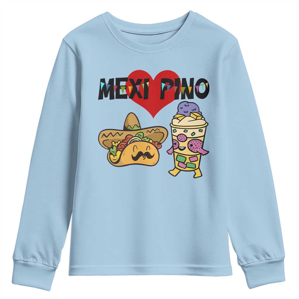 Mexican Filipino Food Lover Youth Sweatshirt Tacos Lover And Halo Halo - Wonder Print Shop