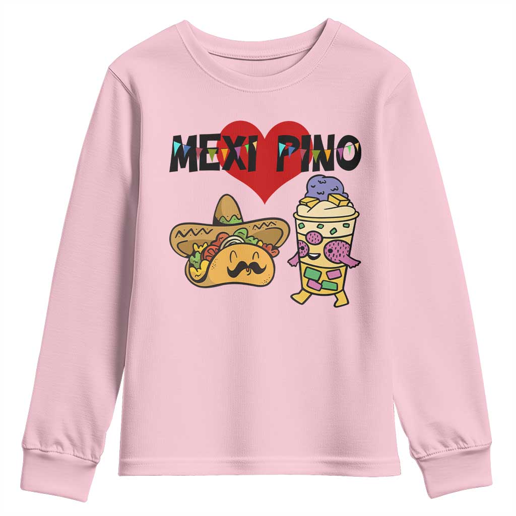 Mexican Filipino Food Lover Youth Sweatshirt Tacos Lover And Halo Halo - Wonder Print Shop