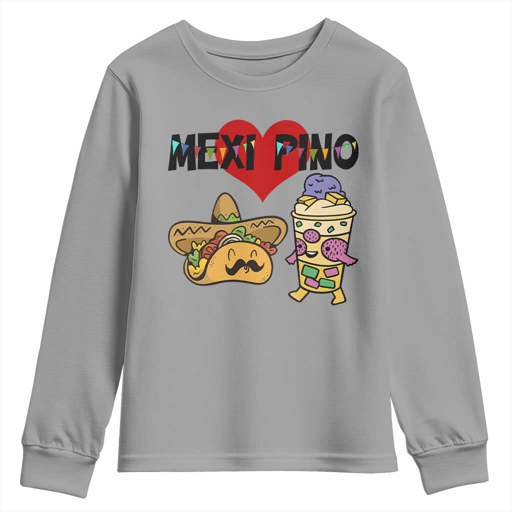 Mexican Filipino Food Lover Youth Sweatshirt Tacos Lover And Halo Halo - Wonder Print Shop