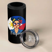 Philippines Girl 4 in 1 Can Cooler Tumbler Filipina Philippines Flag Filipino Pride