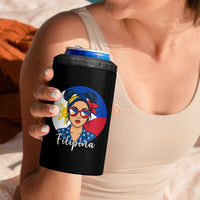 Philippines Girl 4 in 1 Can Cooler Tumbler Filipina Philippines Flag Filipino Pride