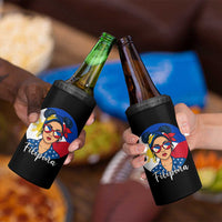 Philippines Girl 4 in 1 Can Cooler Tumbler Filipina Philippines Flag Filipino Pride