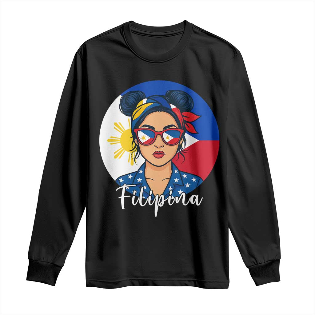 Philippines Girl Filipina Long Sleeve Shirt Flag Filipino Pride - Wonder Print Shop
