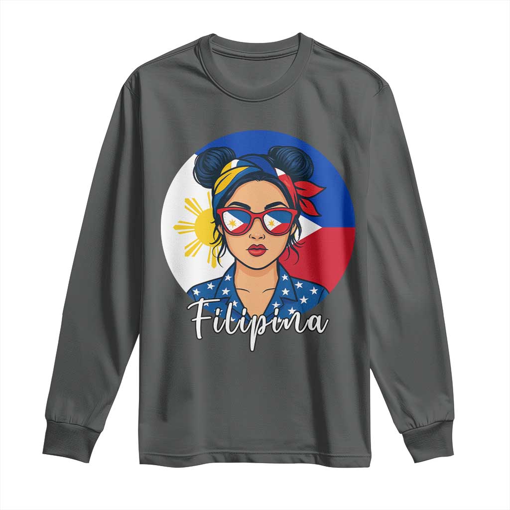Philippines Girl Filipina Long Sleeve Shirt Flag Filipino Pride - Wonder Print Shop