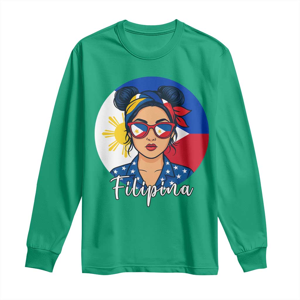 Philippines Girl Filipina Long Sleeve Shirt Flag Filipino Pride - Wonder Print Shop