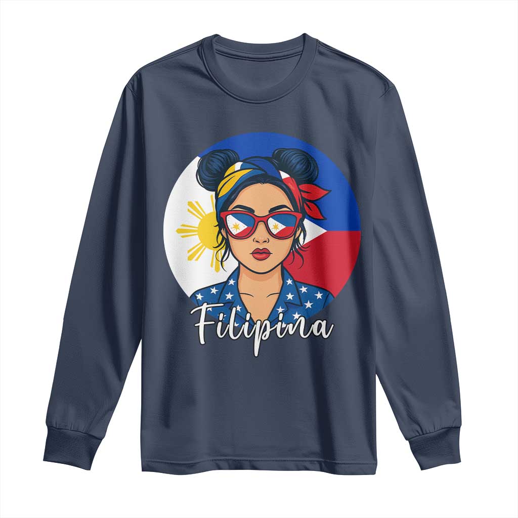 Philippines Girl Filipina Long Sleeve Shirt Flag Filipino Pride - Wonder Print Shop
