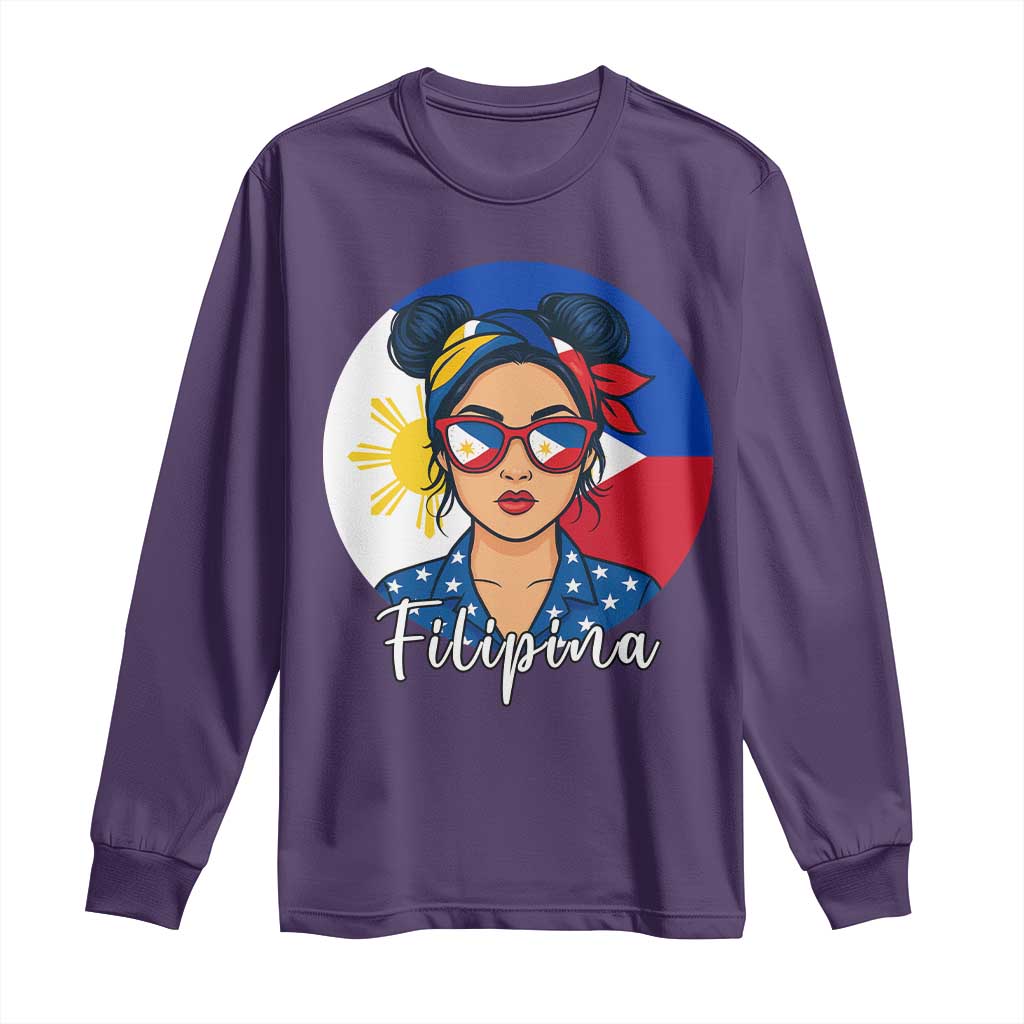 Philippines Girl Filipina Long Sleeve Shirt Flag Filipino Pride - Wonder Print Shop