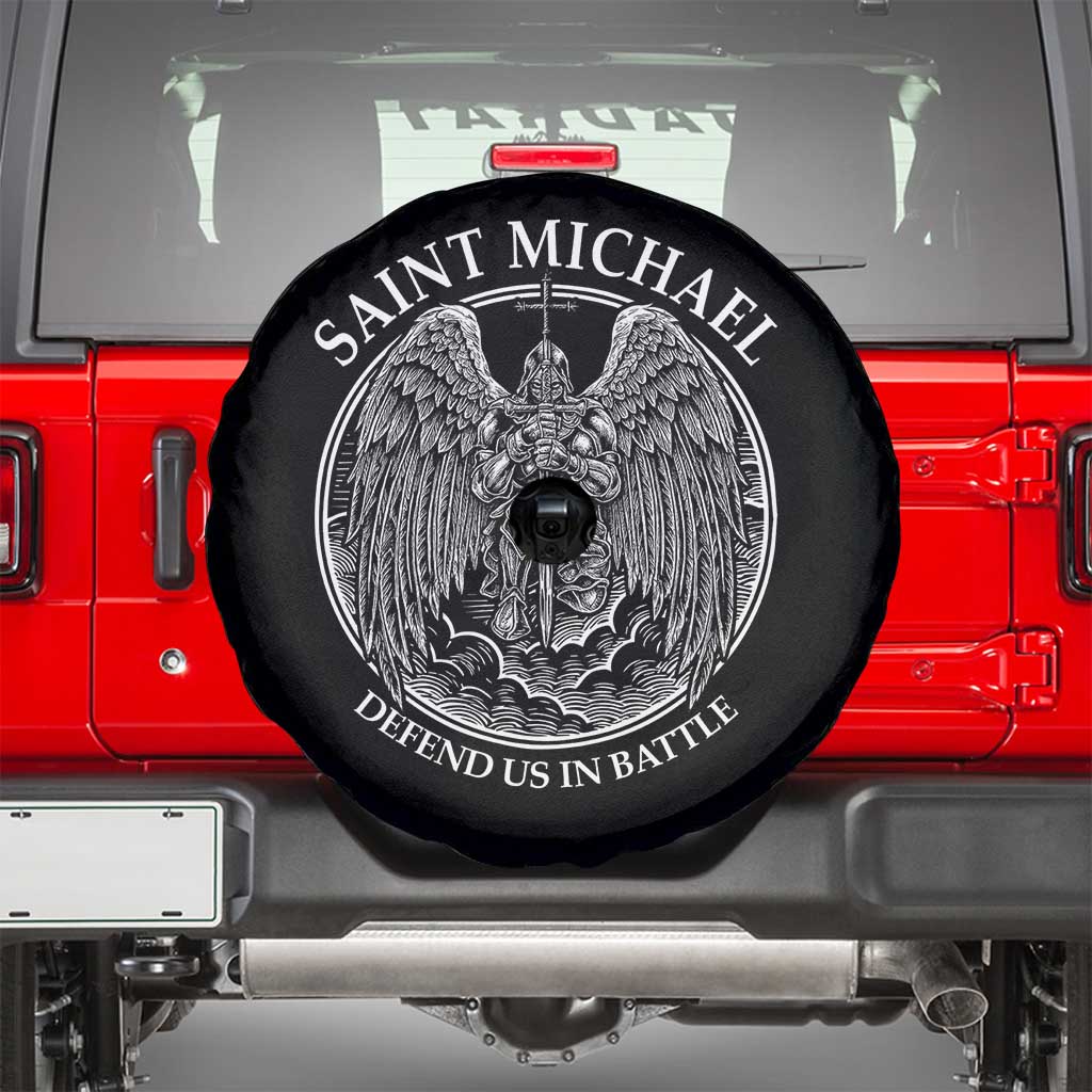 Saint Michael The Archangel Spare Tire Cover Defend Us In Battle Christian Faith - Wonder Print Shop