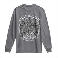 Saint Michael The Archangel Long Sleeve Shirt Defend Us In Battle Christian Faith - Wonder Print Shop