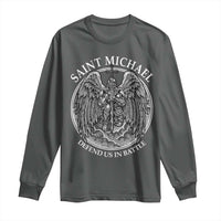 Saint Michael The Archangel Long Sleeve Shirt Defend Us In Battle Christian Faith - Wonder Print Shop