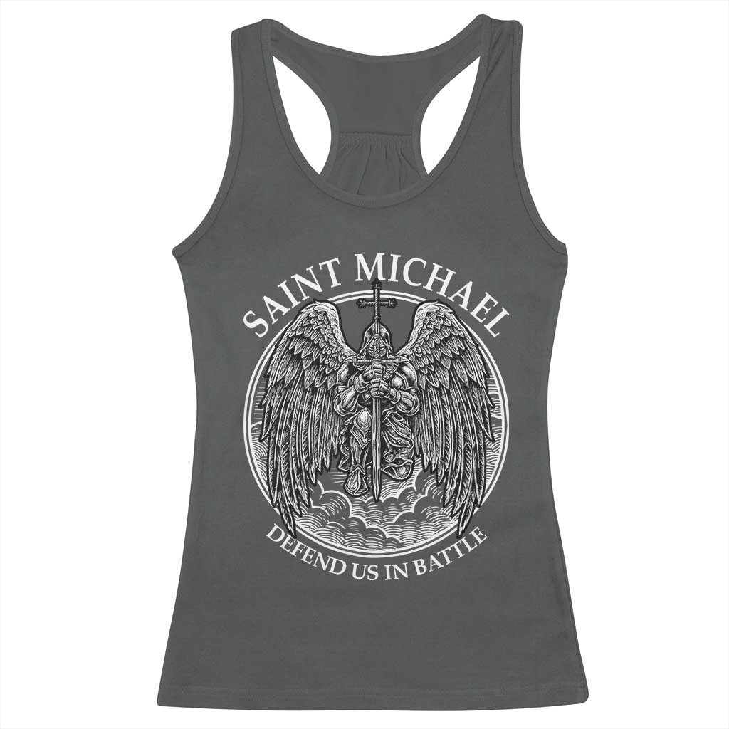 Saint Michael The Archangel Racerback Tank Top Defend Us In Battle Christian Faith - Wonder Print Shop