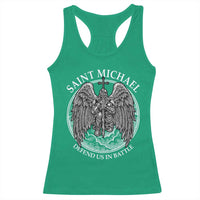 Saint Michael The Archangel Racerback Tank Top Defend Us In Battle Christian Faith - Wonder Print Shop