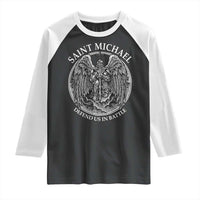 Saint Michael The Archangel Raglan Shirt Defend Us In Battle Christian Faith - Wonder Print Shop